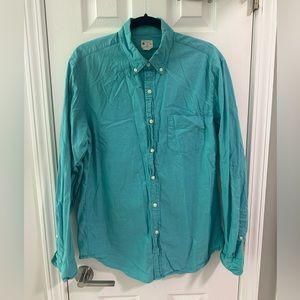 J. Crew Men’s sunwashed Oxford collared button down shirt, teal